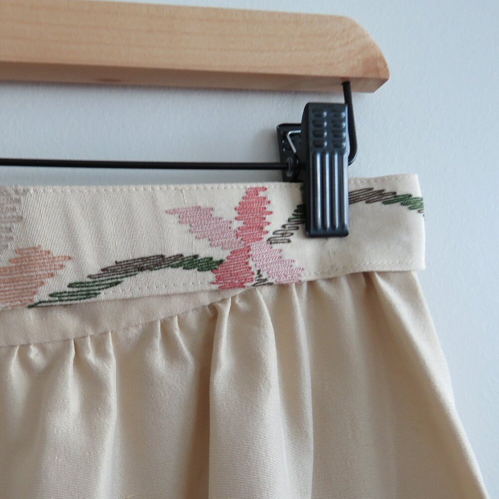 VINTAGE OSCAR DE LA RENTA Tafetta Floral Embroidered Maxi Skirt Wedding - US 4 - Picture 9 of 15